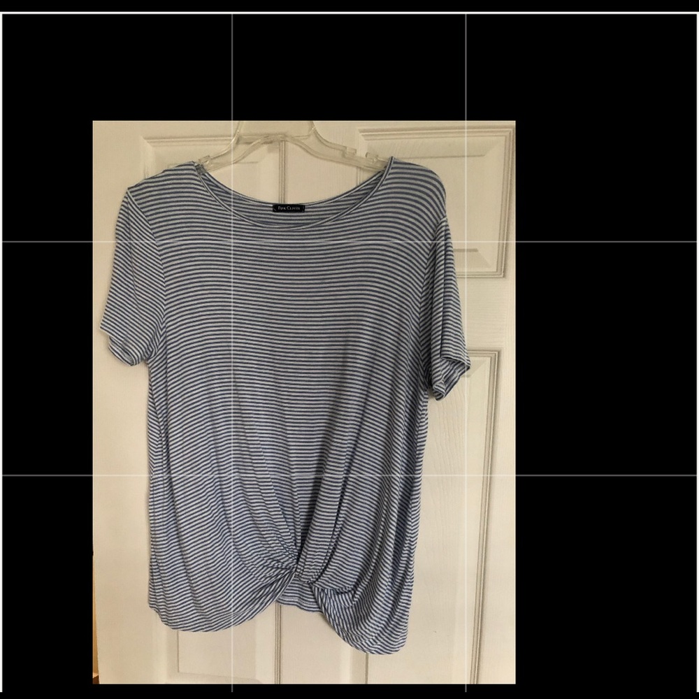 Soft light blue & white stripe top
